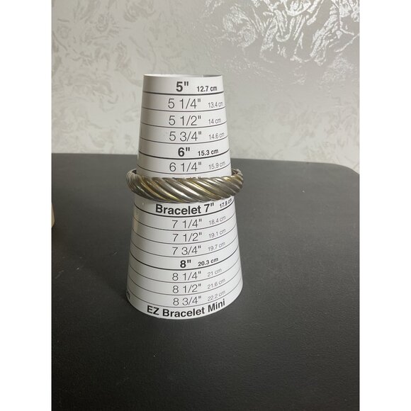 Vintage Silver & Gold Tone Twisted Hinged Bangle Bracelet - Picture 2 of 6